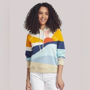 Faherty Womens Soleil Hoodie Size S Colorblock Coastal Sunset Cotton Sweatshirt